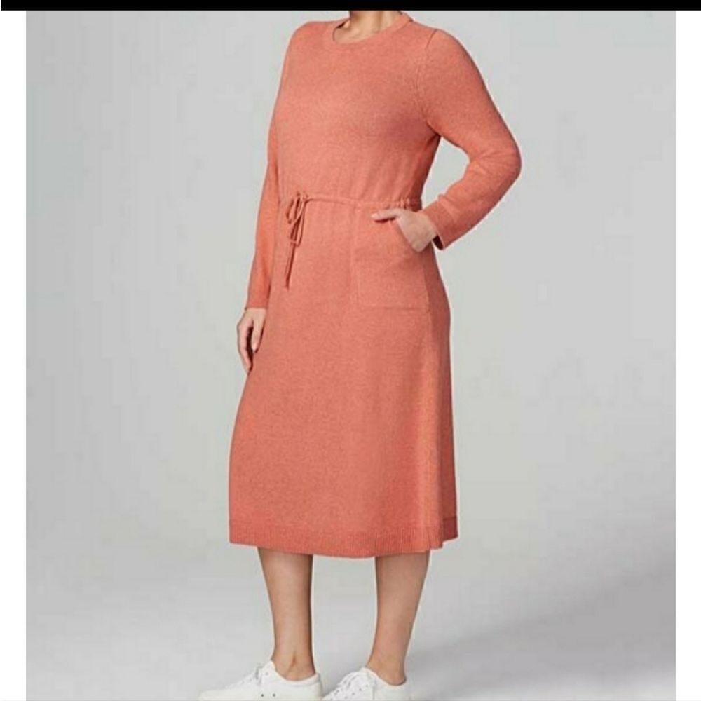 Women's Jill Pure Jill Belted Pink Soft Brushed Dress Long Sleeve Size Small